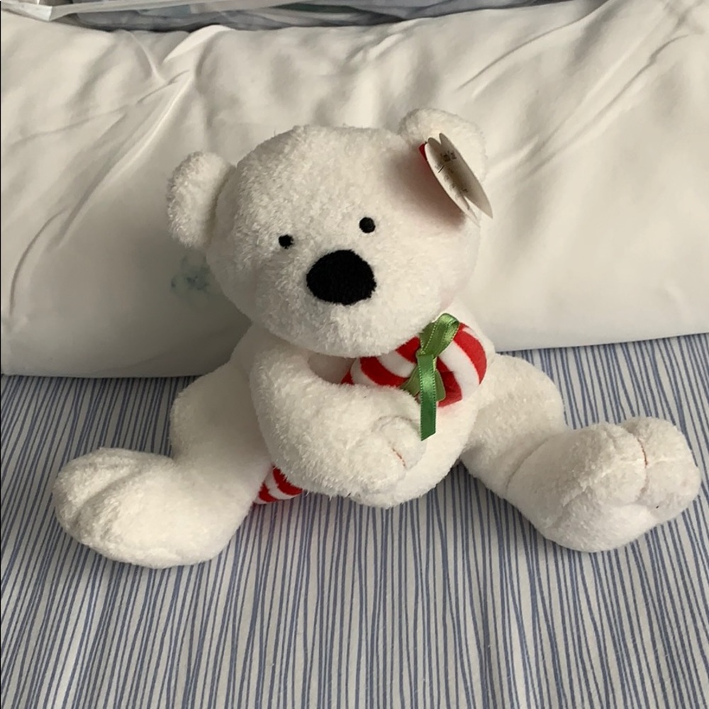 NWT TY Pluffies white candy cane bear